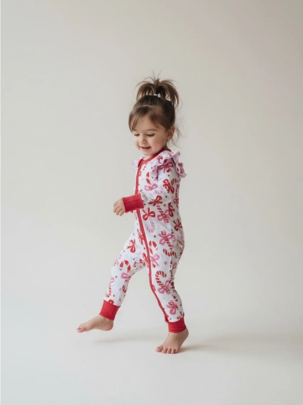 Mom and Me White & Red Floral One-Piece Pajamas